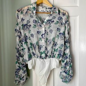Missguided Floral Blouse bodysuit